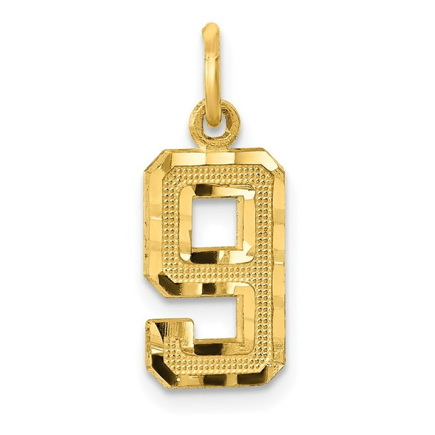 Details about   14K Yellow Gold Polished Enlongated Number # 9 Small Charm Pendant For Necklace